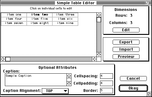 Simple Table Editor